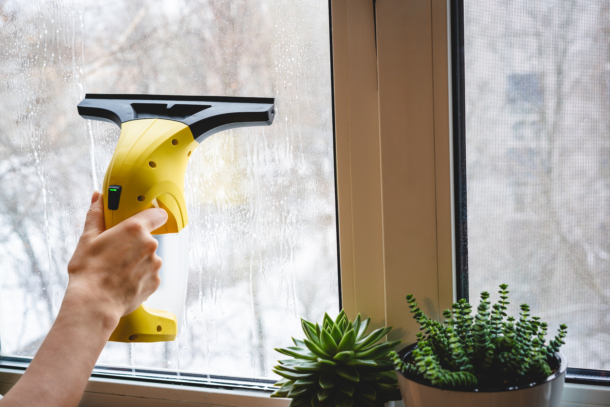 Hand washing and cleaning window